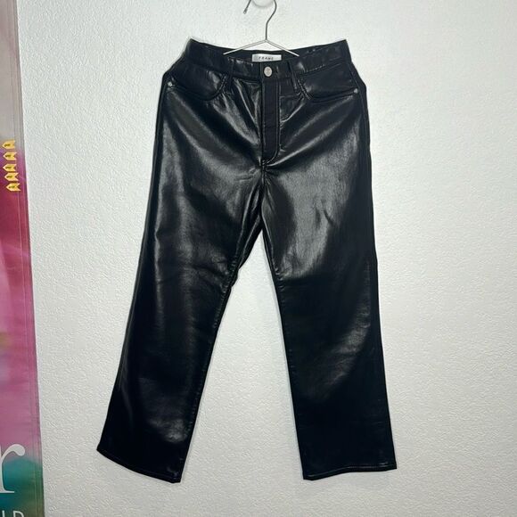 NWT FRAME Le Jane Crop Recycled Leather in Noir Revolve Size 27 - Picture 2 of 14
